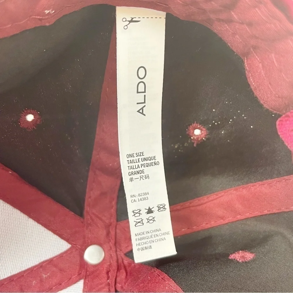 ALDO Women’s Red Velvet Cloth Baseball Cap Hook & Loop Closure One Size